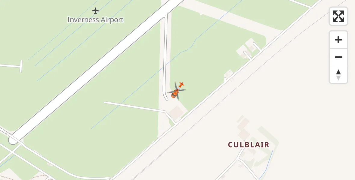 Flight path map showing Coastguard Helicopter route from Inverness Airport to Inverness Airport