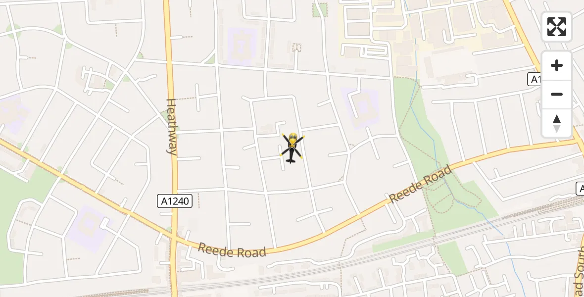 Flight path map showing Police Helicopter route from Dagenham to Dagenham
