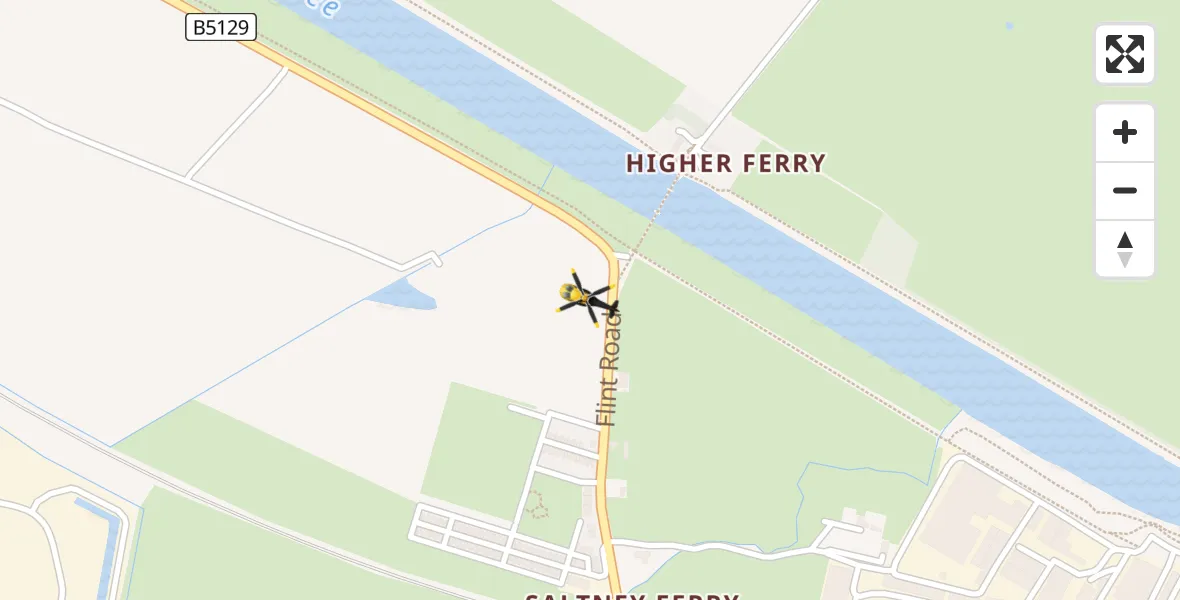 Routekaart van de vlucht: Police Helicopter to Saltney Ferry, Flint Road