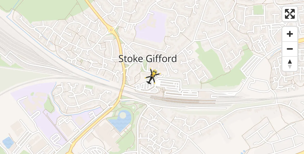 Flight path map showing Police Helicopter route from Harry Stoke to Harry Stoke