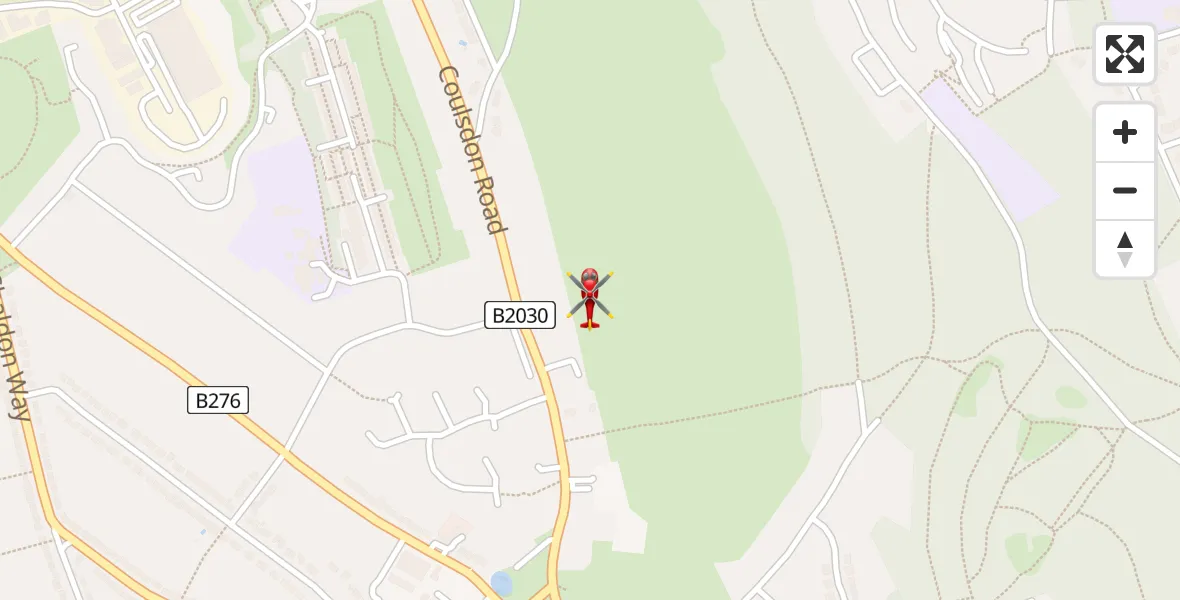 Flight path map showing Air Ambulance Helicopter route from Kenley to Kenley