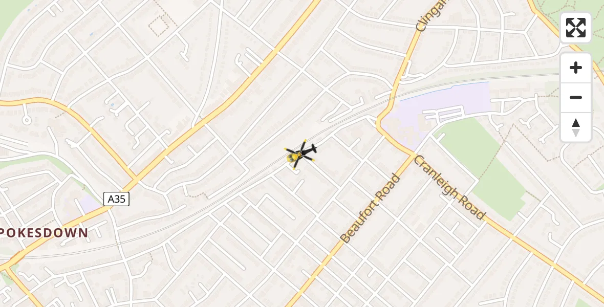 Flight path map showing Police Helicopter route from Bournemouth to Bournemouth