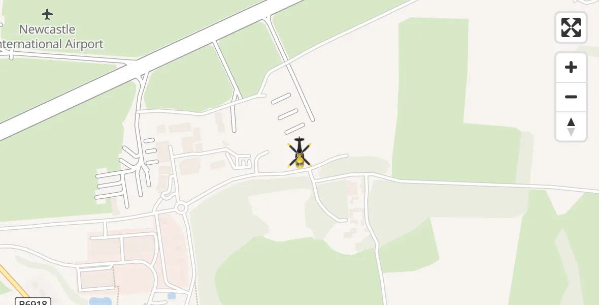 Routekaart van de vlucht: Police Helicopter to Newcastle International Airport, Airport Freightway