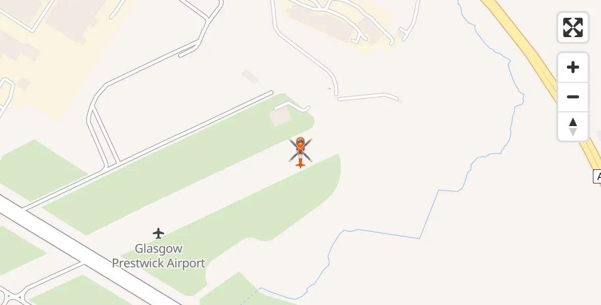 Flight path map showing Coastguard Helicopter route from Glasgow Prestwick Airport to Glasgow Prestwick Airport