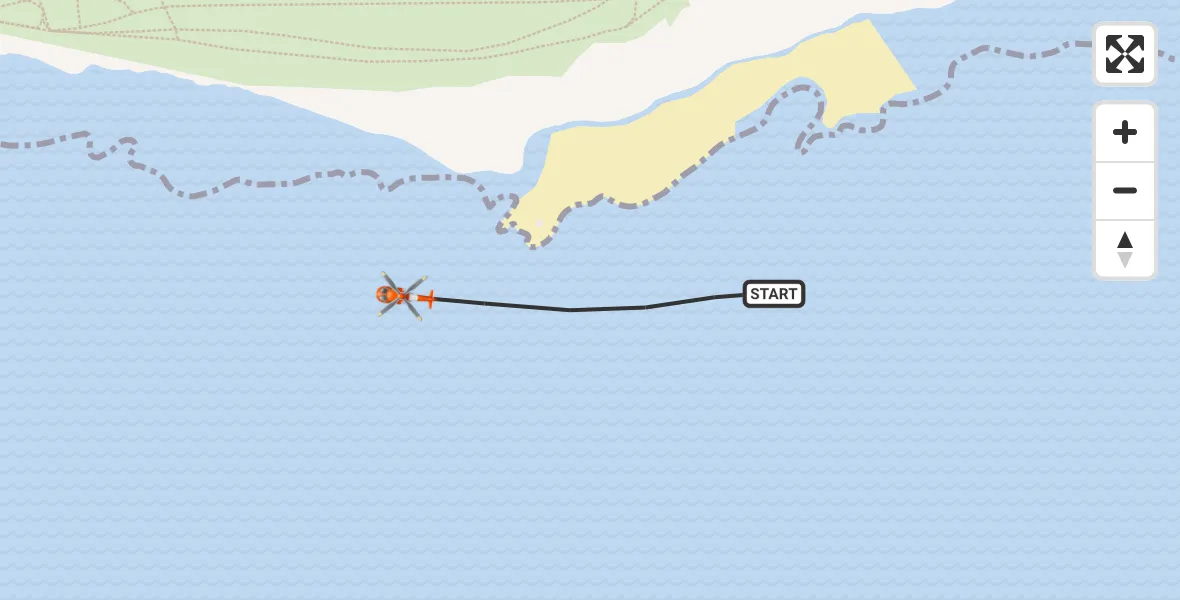 Flight path map showing Coastguard Helicopter route from English Channel to English Channel