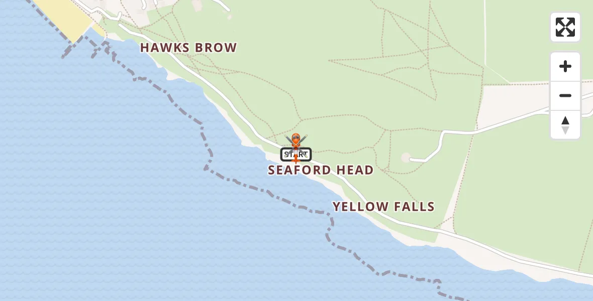 Flight path map showing Coastguard Helicopter route from Seaford to Seaford
