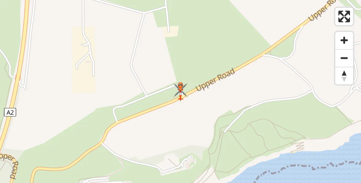 Flight path map showing Coastguard Helicopter route from Langdon Battery Heliport to Langdon Battery Heliport