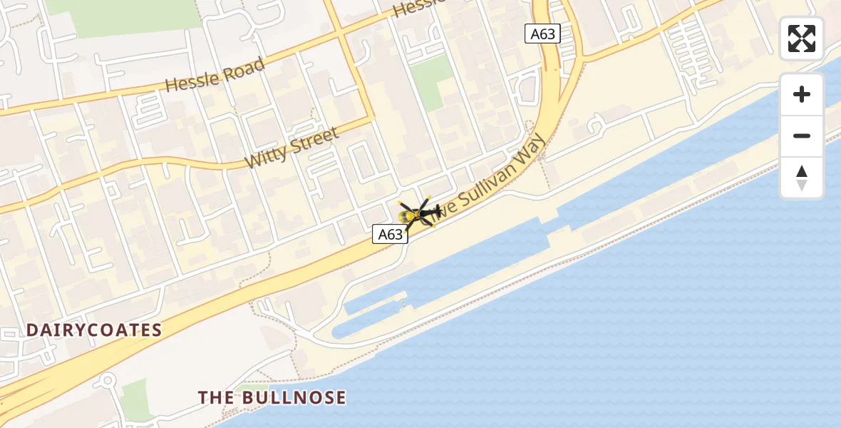 Flight path map showing Police Helicopter route from Hull to Hull