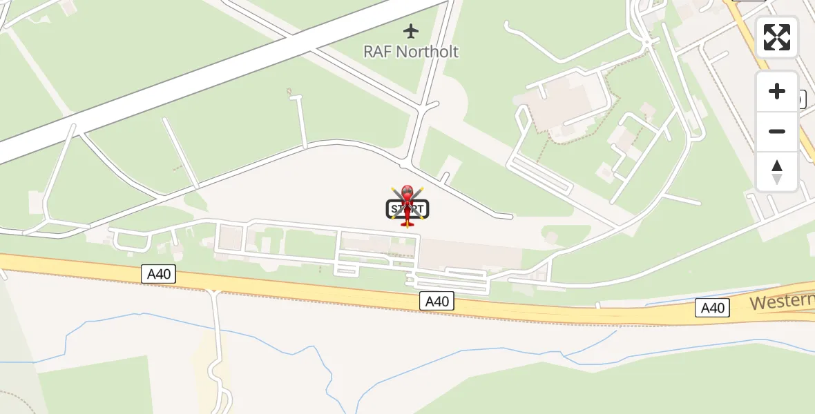 Flight path map showing Air Ambulance Helicopter route from RAF Northolt to RAF Northolt