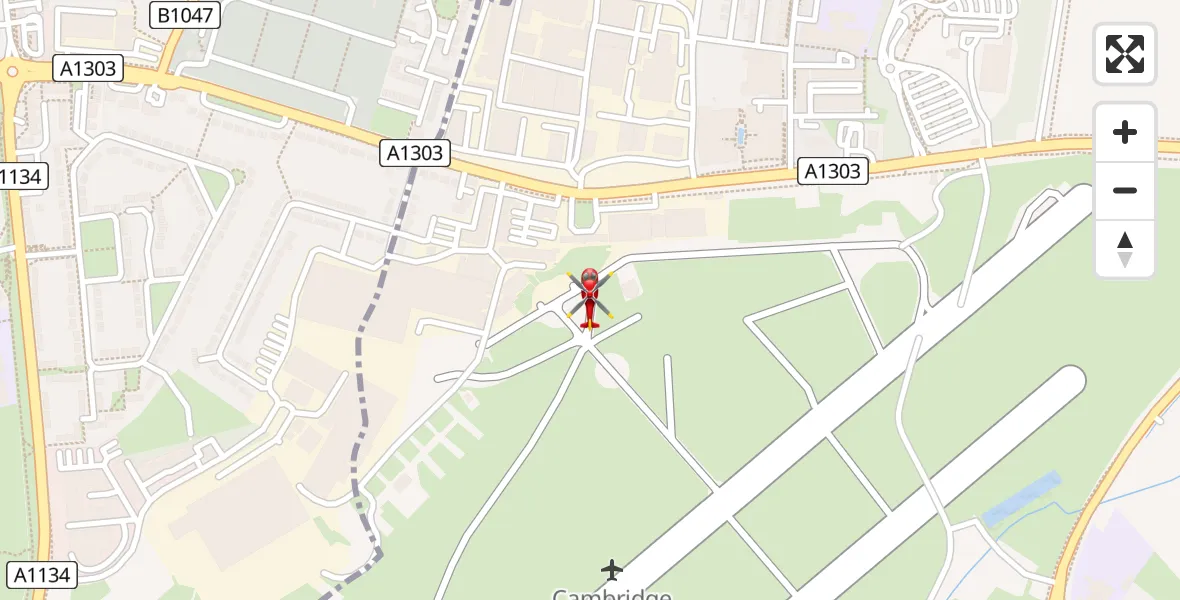 Flight route Air Ambulance Helicopter Cambridge City Airport - Cambridge City Airport, 14 April 2026, 12:33