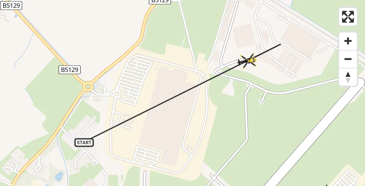 Flight path map showing Police Helicopter route from Hawarden Airport to Hawarden Airport