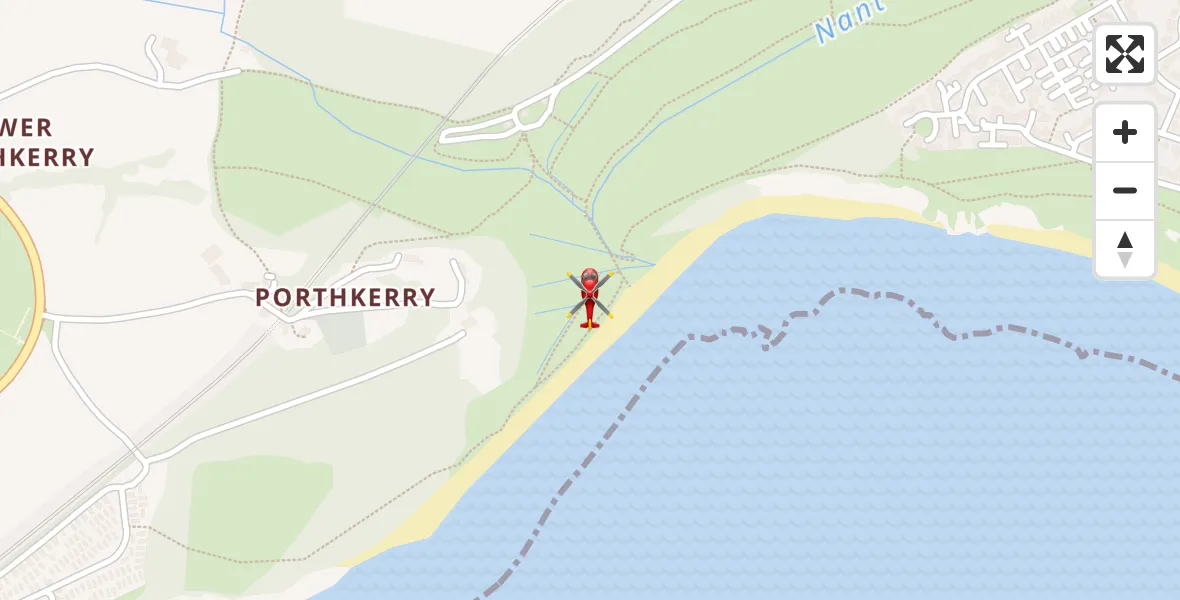 Flight path map showing Air Ambulance Helicopter route from Barry to Barry