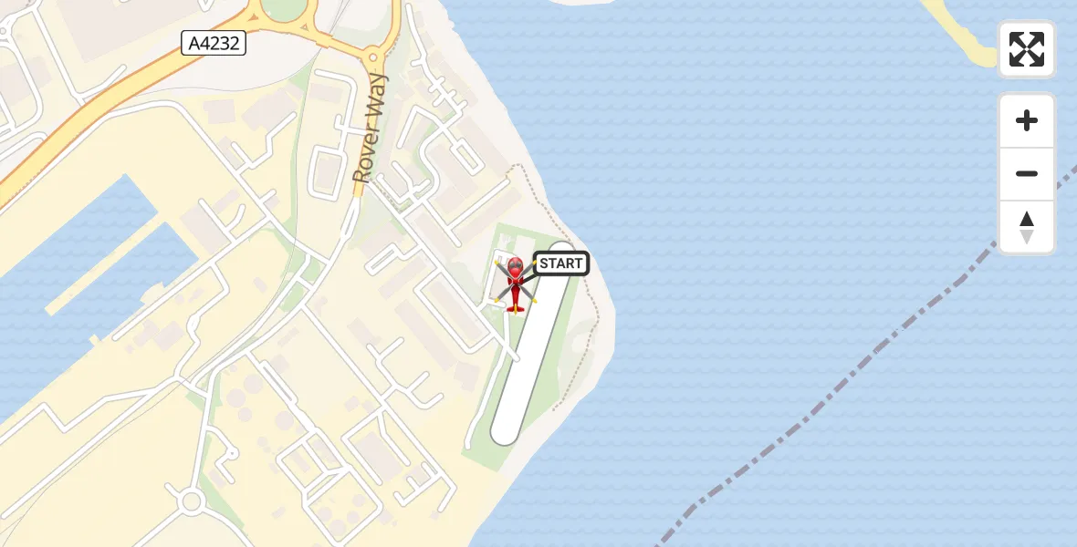 Flight path map showing Air Ambulance Helicopter route from Cardiff Heliport to Cardiff Heliport