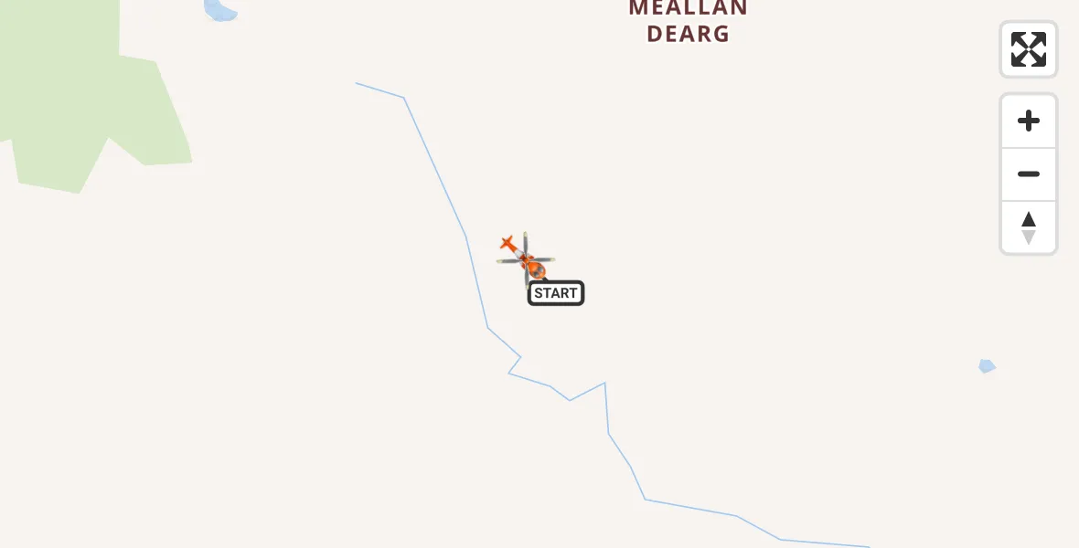 Flight path map showing Coastguard Helicopter route from Meallan Dearg to Meallan Dearg