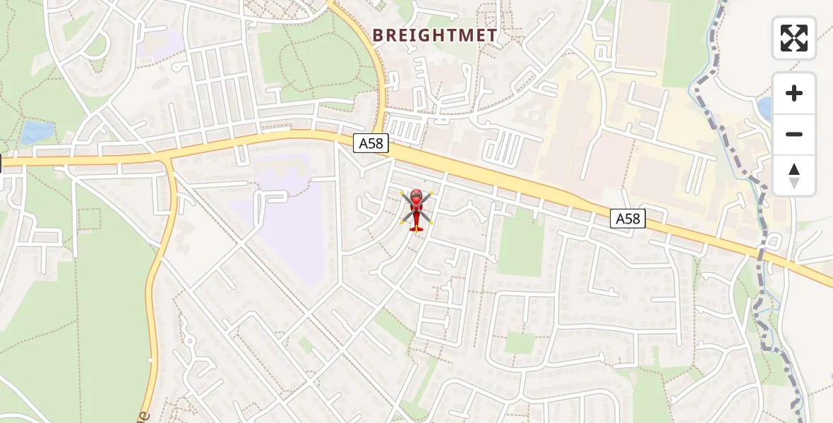 Flight path map showing Air Ambulance Helicopter route from Bolton to Bolton
