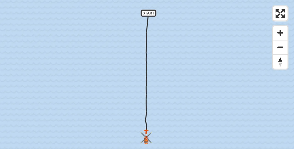 Flight path map showing Coastguard Helicopter route from North Sea to North Sea