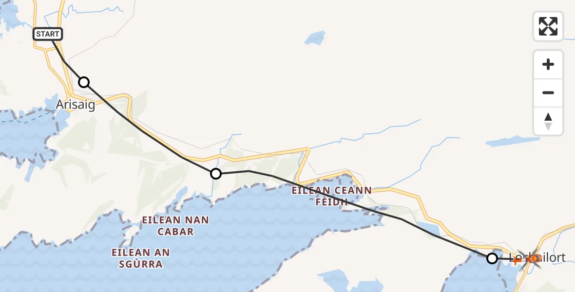Flight path map showing Coastguard Helicopter route from Inner Seas to Lochailort
