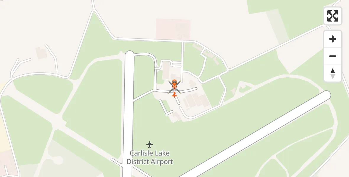 Flight path map showing Coastguard Helicopter route from Carlisle Lake District Airport to Carlisle Lake District Airport