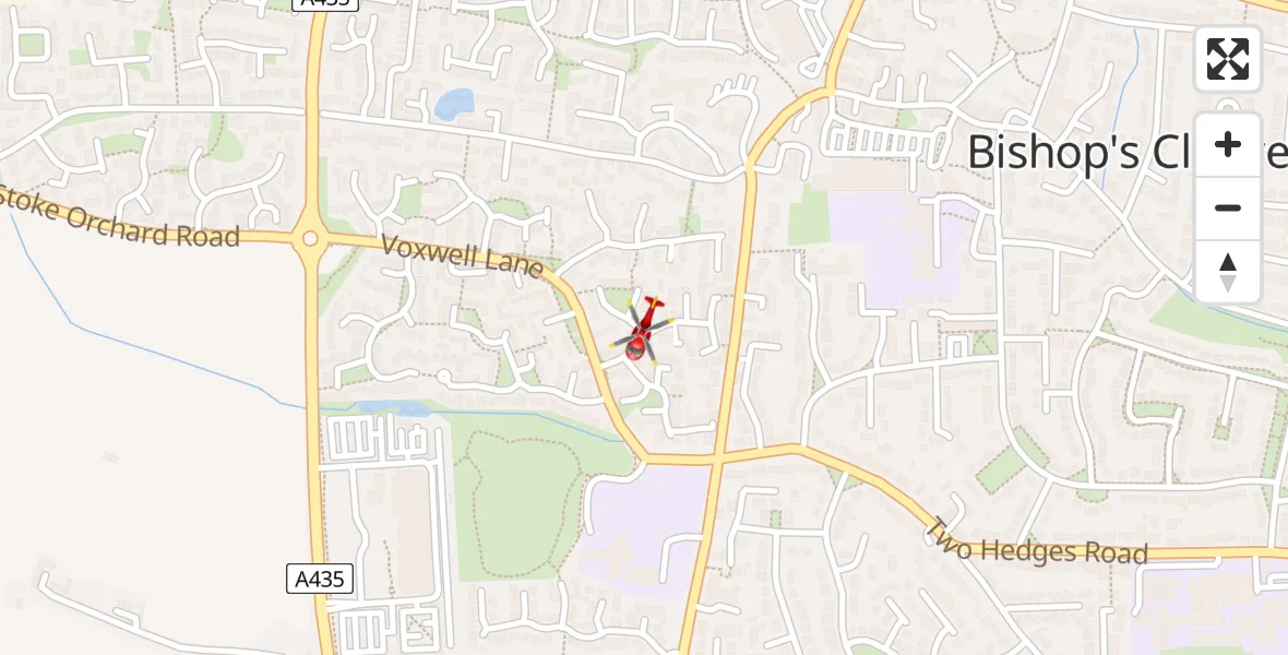 Flight route Air Ambulance Helicopter Bishop's Cleeve - Bishop's Cleeve, 14 April 2026, 15:20