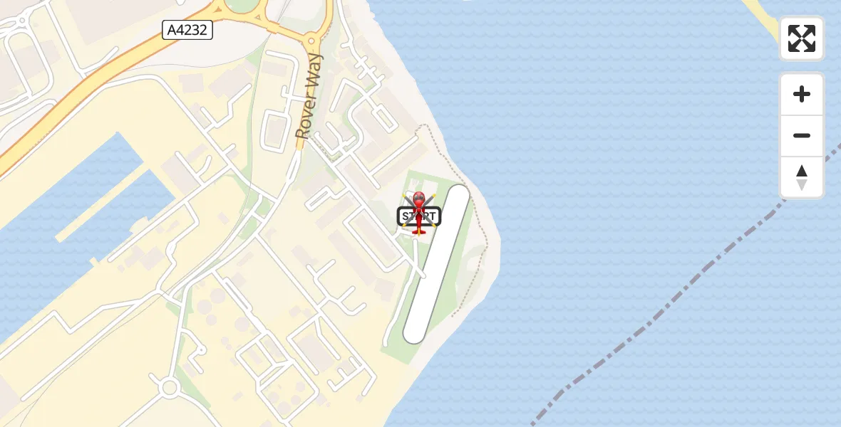 Flight path map showing Air Ambulance Helicopter route from Cardiff Heliport to Cardiff Heliport