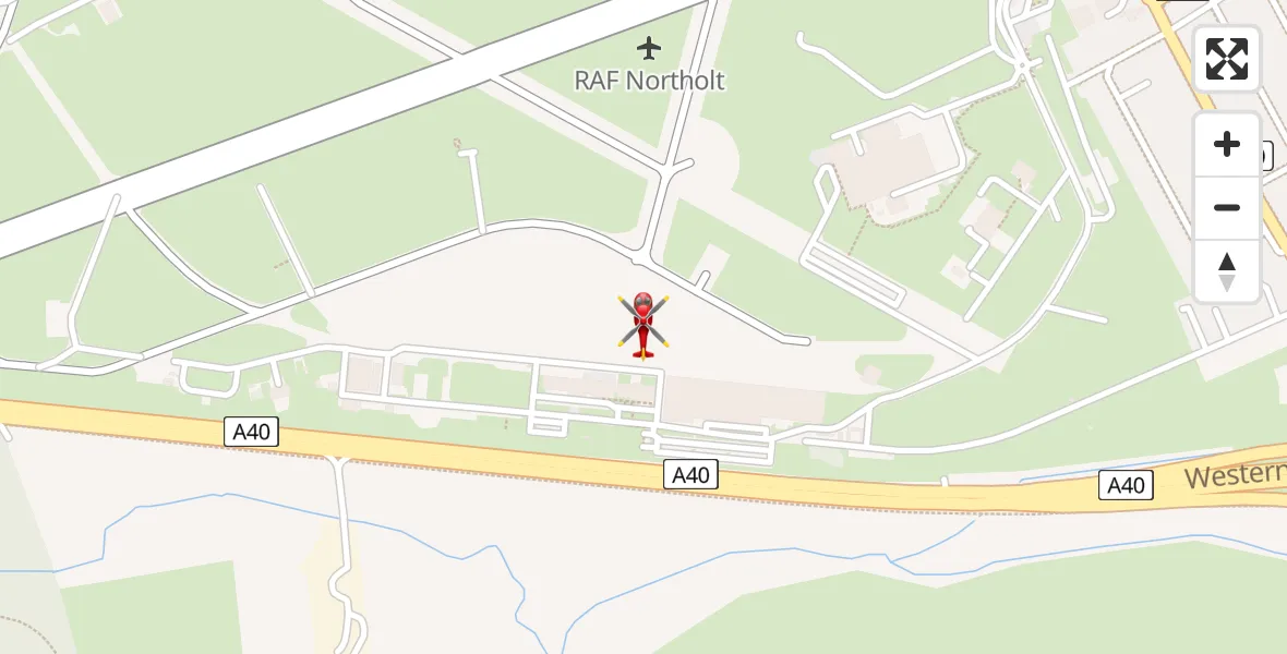 Flight path map showing Air Ambulance Helicopter route from RAF Northolt to RAF Northolt