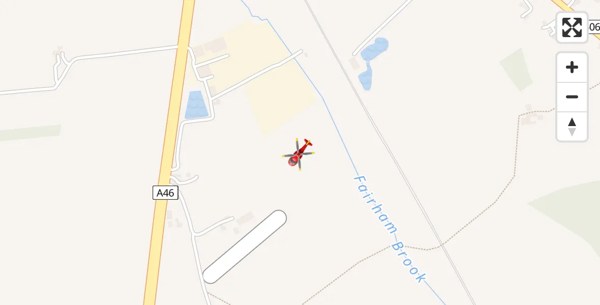 Flight path map showing Air Ambulance Helicopter route from Nottingham Heliport to Nottingham Heliport