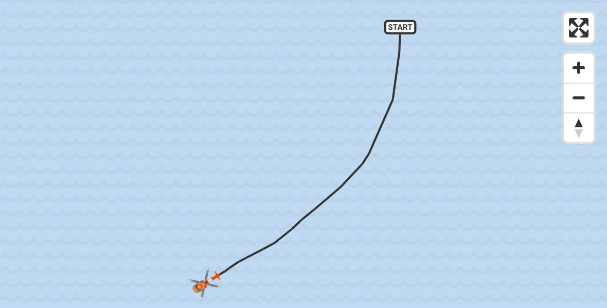 Flight path map showing Coastguard Helicopter route from Inner Seas to Inner Seas