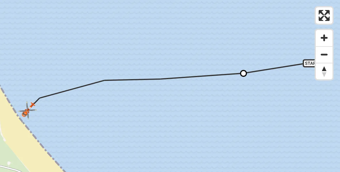 Flight path map showing Coastguard Helicopter route from Inner Seas to Mealabost