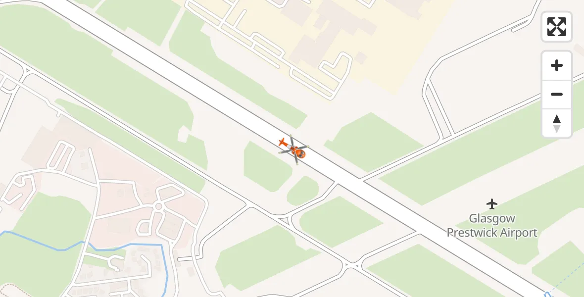 Flight path map showing Coastguard Helicopter route from Glasgow Prestwick Airport to Glasgow Prestwick Airport