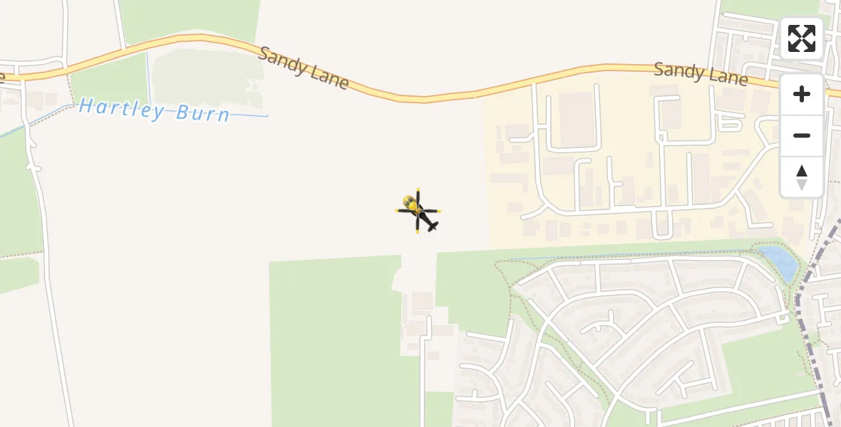 Flight path map showing Police Helicopter route from Brunswick Village to Brunswick Village