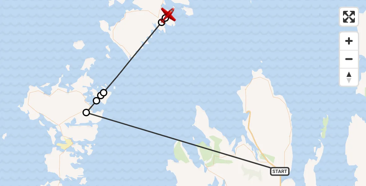 Flight path map showing Air Ambulance Aircraft route from Portree - Port Rìgh to Drinisiadar