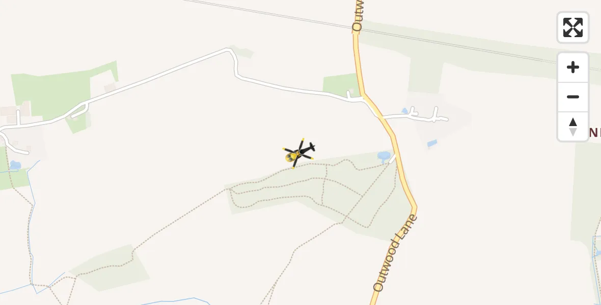 Flight path map showing Police Helicopter route from Tandridge to Tandridge