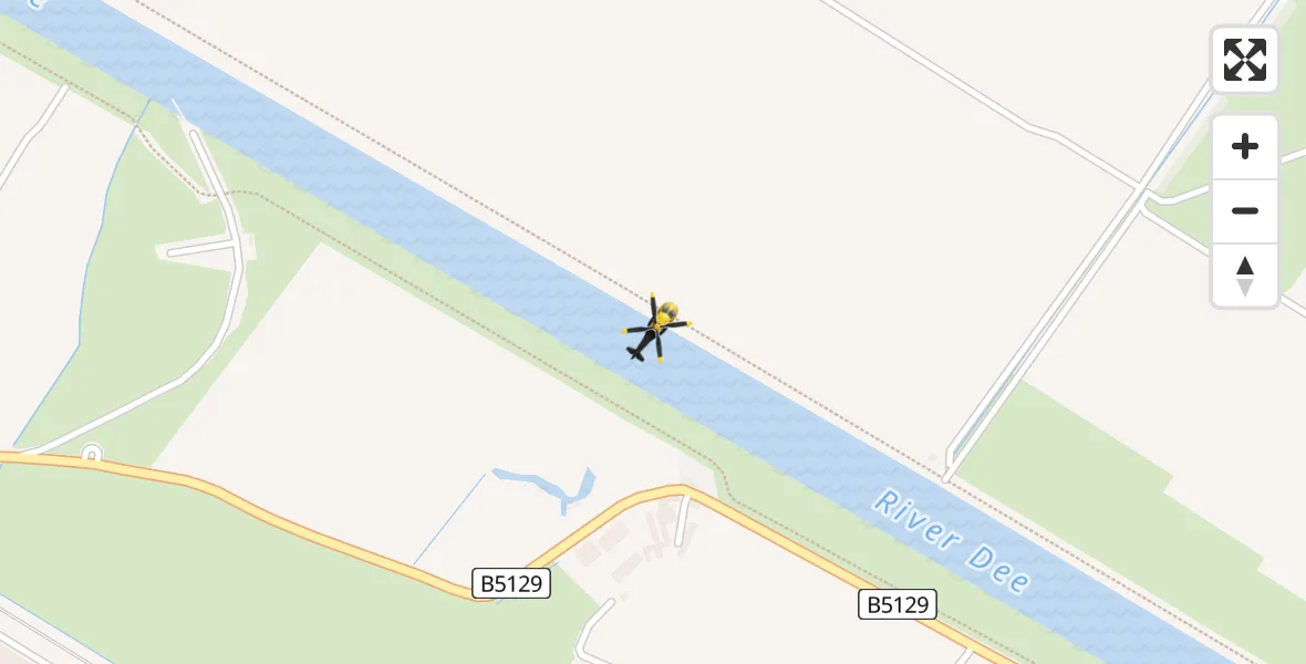 Flight path map showing Police Helicopter route from Saltney Ferry to Saltney Ferry