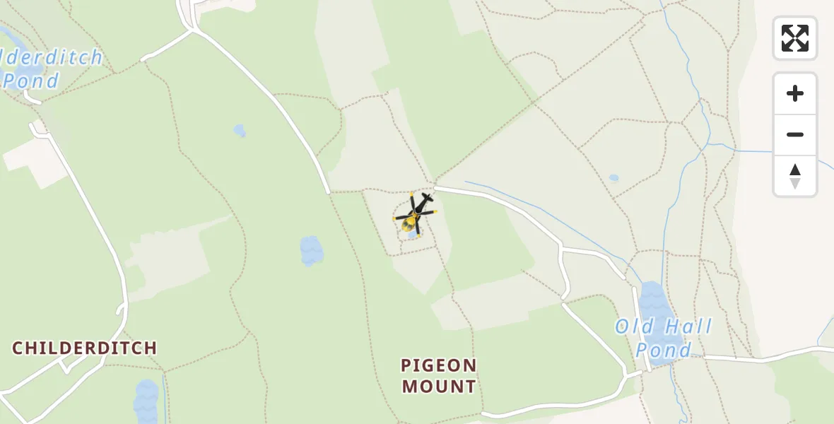 Flight path map showing Police Helicopter route from Brentwood to Brentwood