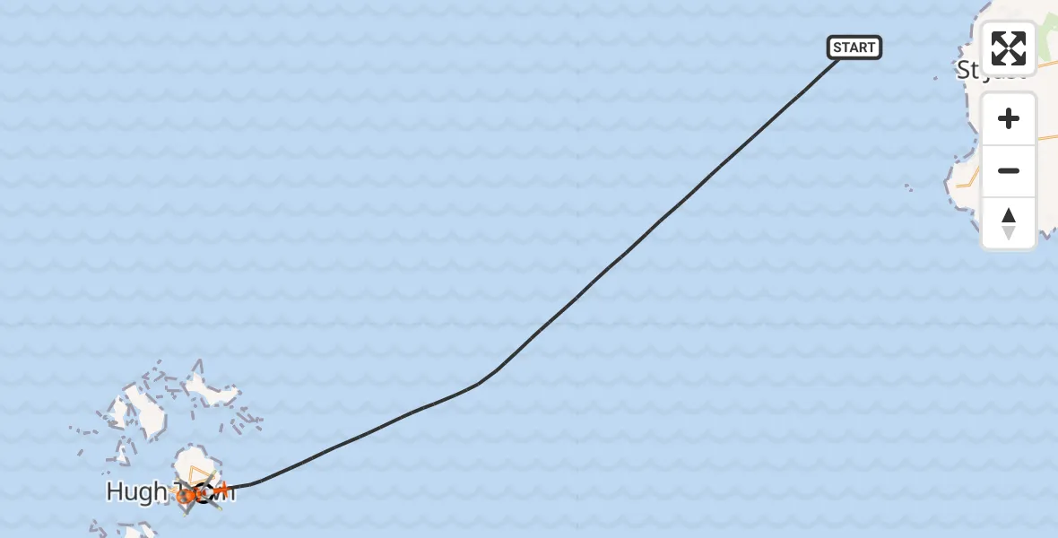 Flight path map showing Coastguard Helicopter route from North Atlantic Ocean to St. Mary's Airport