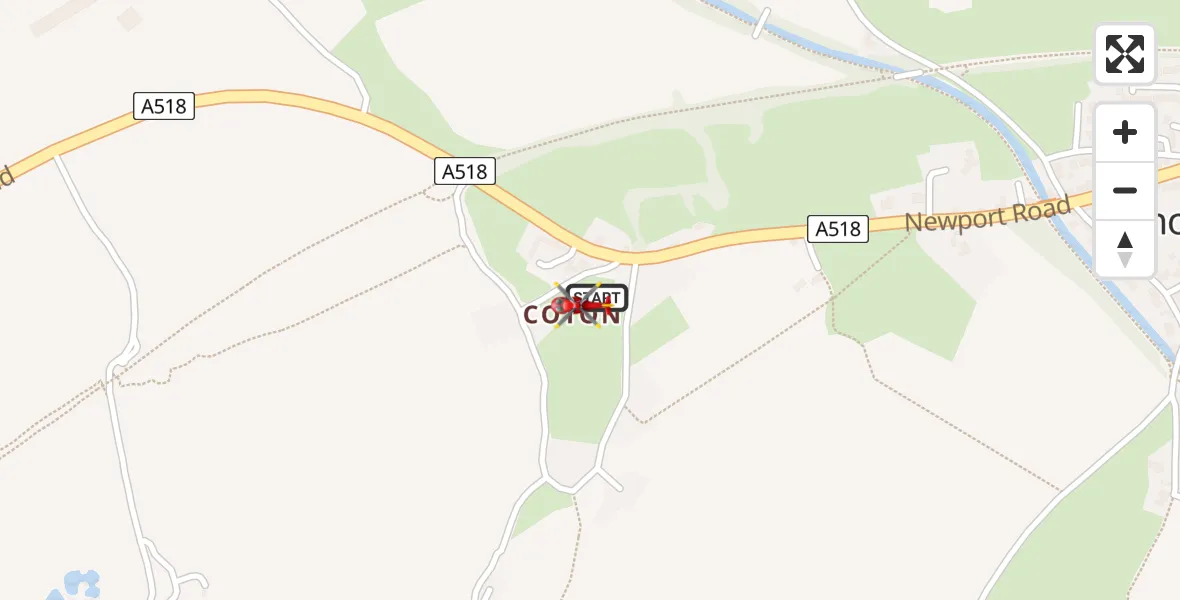 Flight path map showing Air Ambulance Helicopter route from Stafford to Stafford