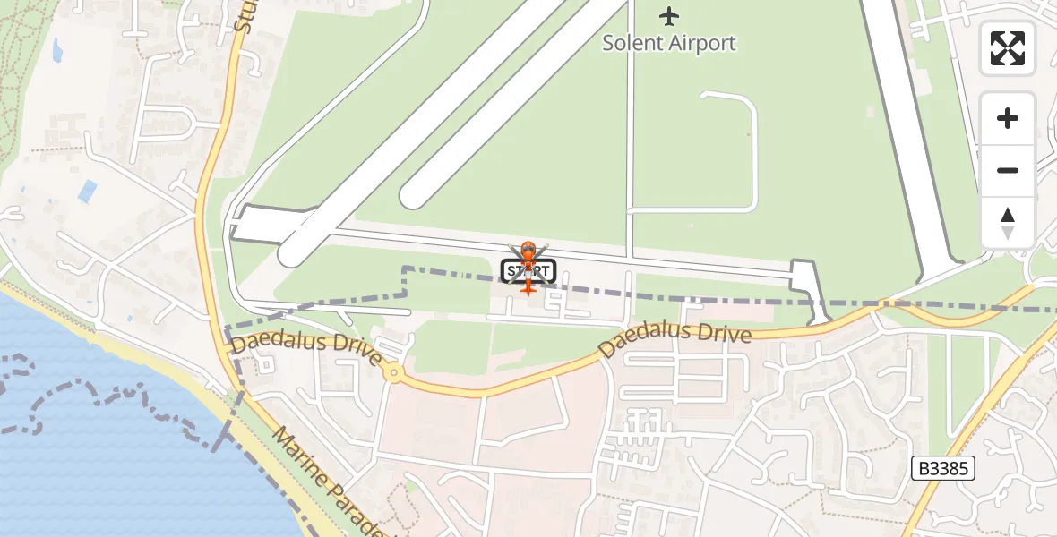 Flight path map showing Coastguard Helicopter route from Solent Airport to Solent Airport