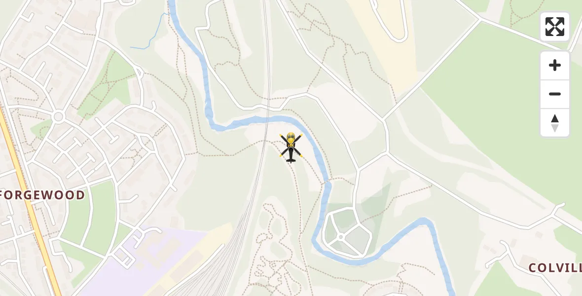 Flight path map showing Police Helicopter route from Motherwell to Motherwell