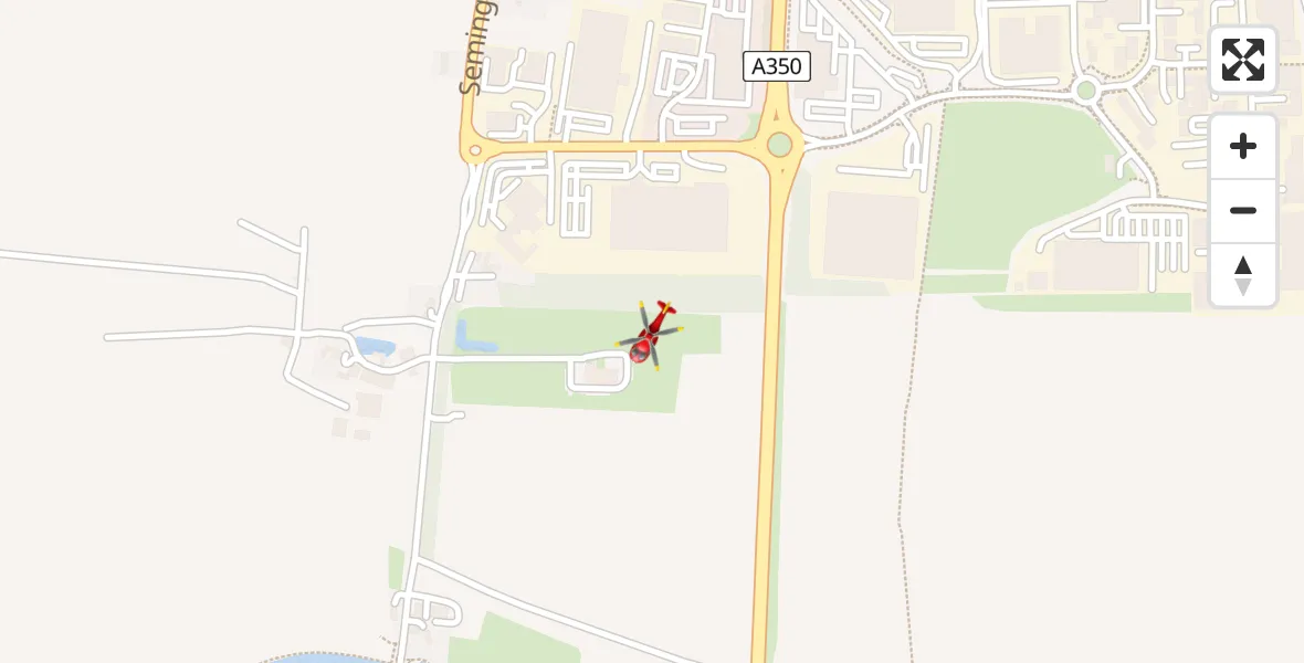 Flight path map showing Air Ambulance Helicopter route from Wiltshire Air Ambulance to Wiltshire Air Ambulance