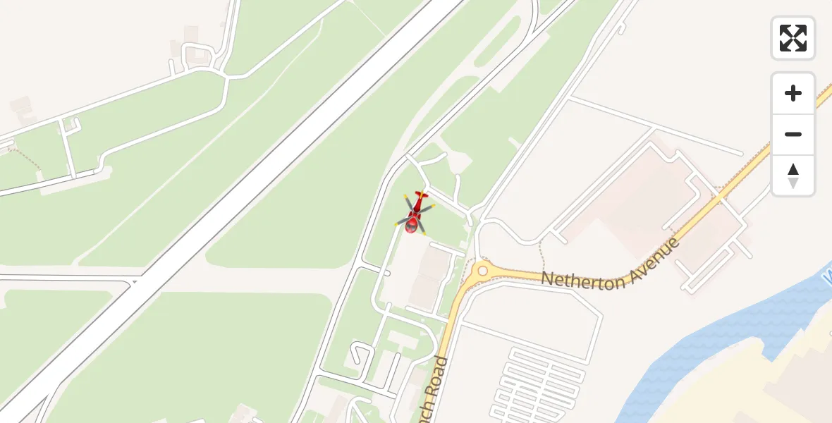 Flight path map showing Air Ambulance Helicopter route from Glasgow Airport to Glasgow Airport