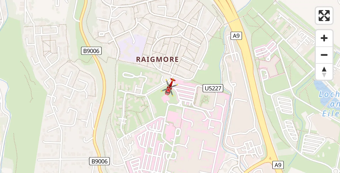 Flight path map showing Air Ambulance Helicopter route from Inverness to Inverness