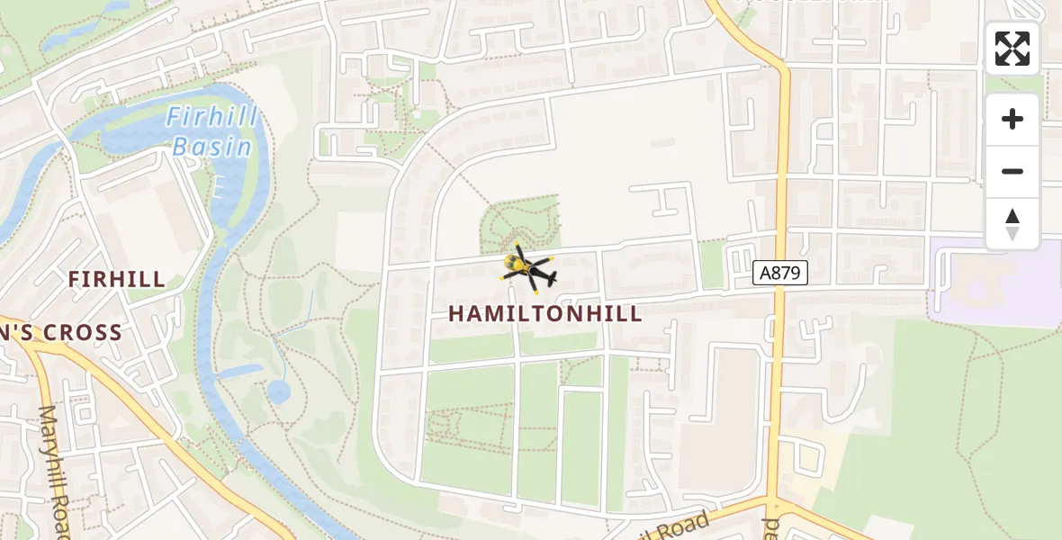 Flight path map showing Police Helicopter route from Glasgow to Glasgow