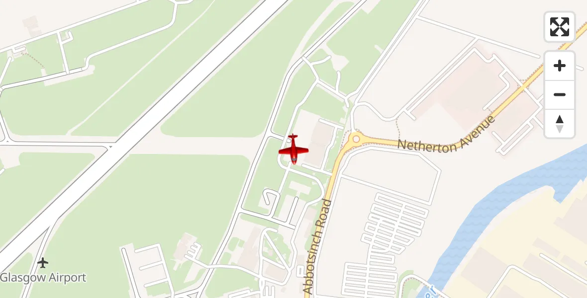 Flight path map showing Air Ambulance Aircraft route from Glasgow Airport to Glasgow Airport