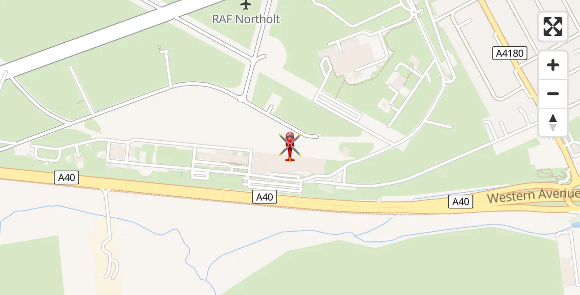 Flight path map showing Air Ambulance Helicopter route from RAF Northolt to RAF Northolt