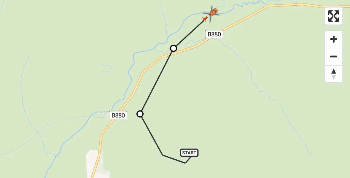 Flight path map showing Coastguard Helicopter route from Glenloig to North Ayrshire