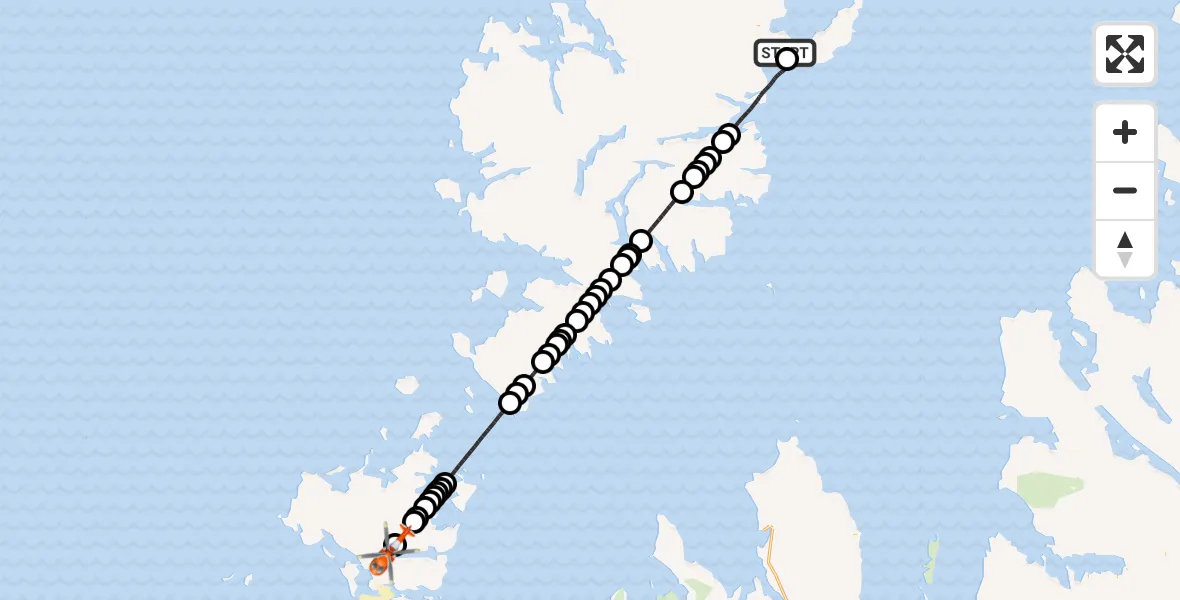 Flight path map showing Coastguard Helicopter route from Tolm to Loch Euphort