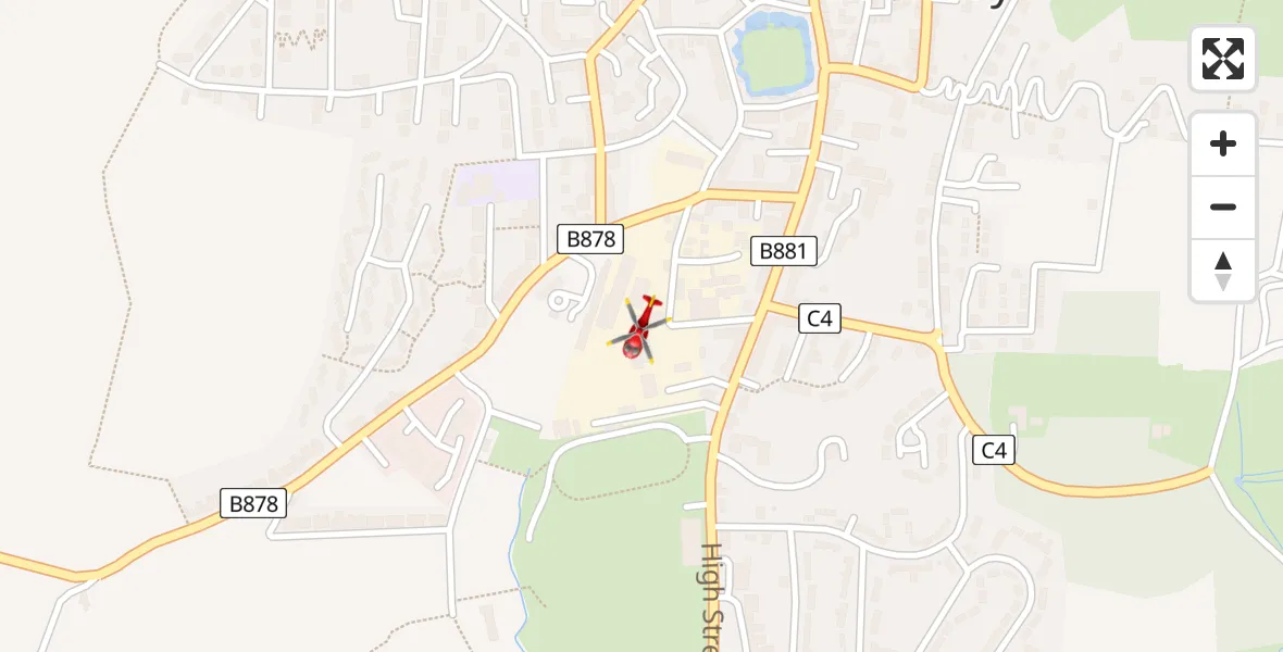 Flight path map showing Air Ambulance Helicopter route from Inner Seas to Inner Seas