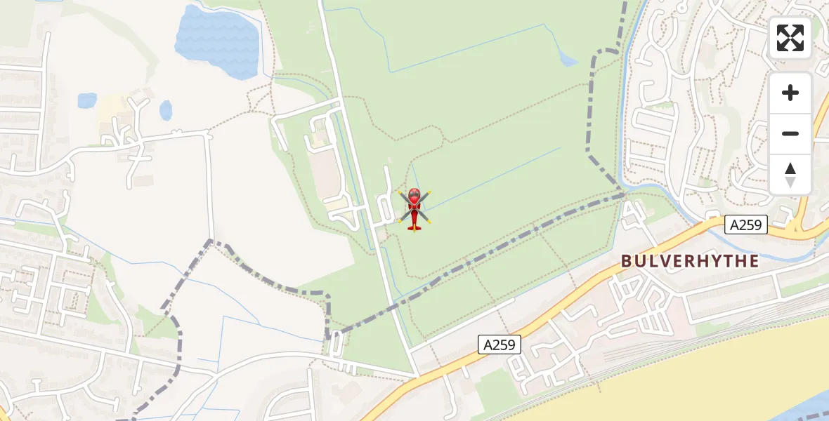 Flight path map showing Air Ambulance Helicopter route from Rother to Rother