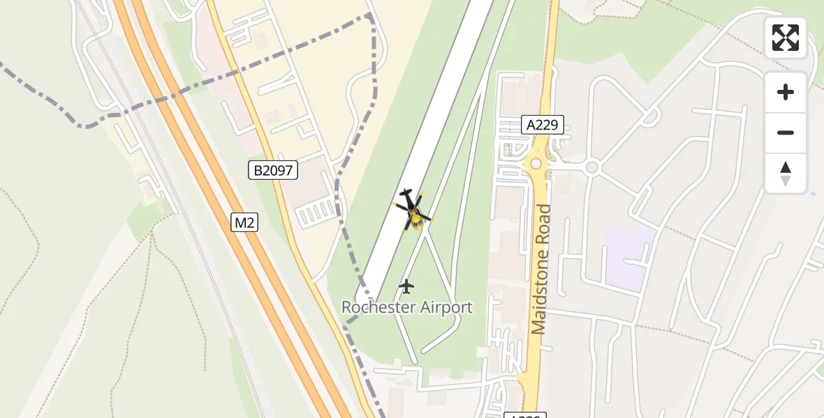 Flight path map showing Police Helicopter route from Rochester Airport to Rochester Airport