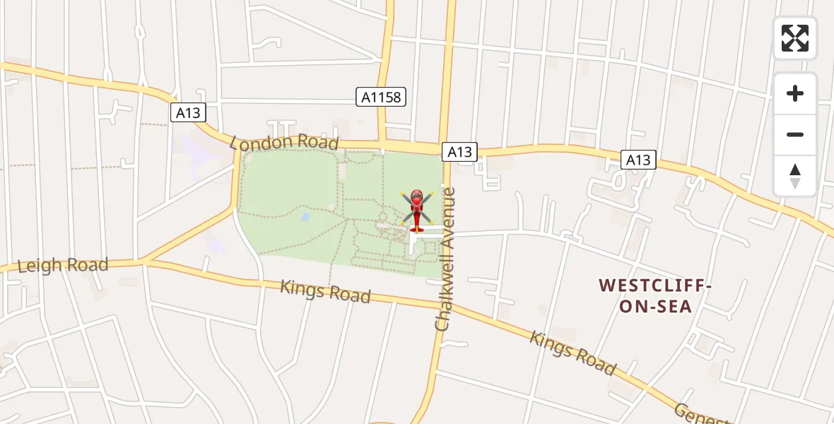 Flight path map showing Air Ambulance Helicopter route from Leigh on Sea to Leigh on Sea